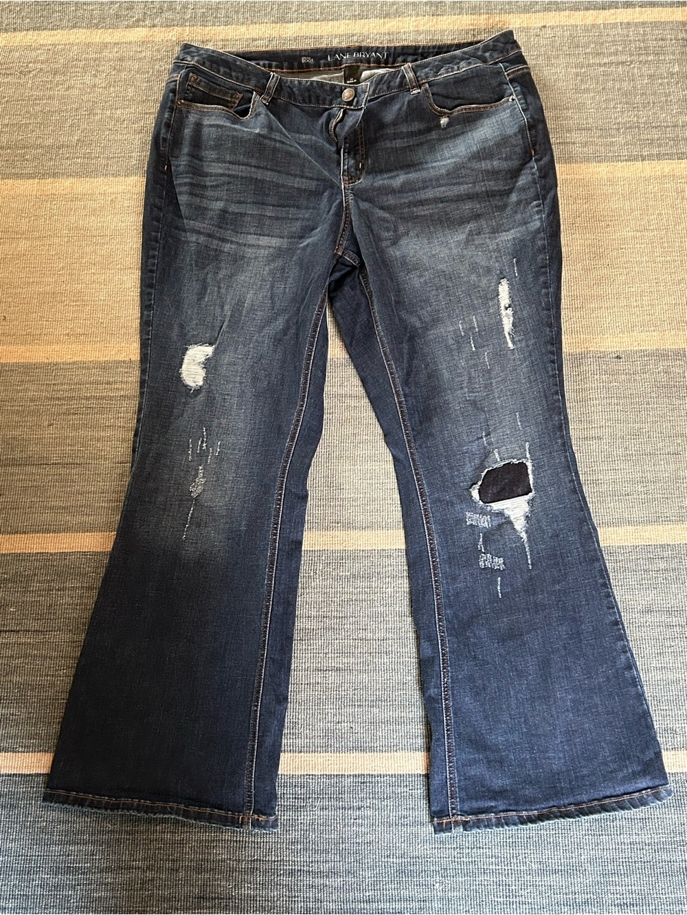Lane Bryant Size 20 Dark Blue Distressed Boot Cut Jeans